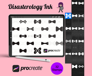 BowTie Neck Ties Set 2 Procreate Brush Stamps, 32 Ties
