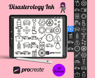 Car Service Icons Set 1 Procreate Brush Stamps, 28 Car Icons
