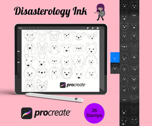 Cartoon Dog Heads / Faces Set 3 Procreate Brush Stamps, 26 Dogs