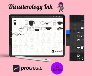 Coffee Cup Mugs Set 1 Procreate Brush Stamps, 52 Cups