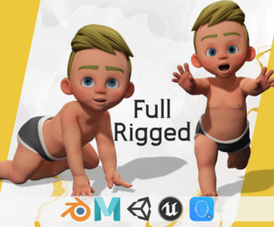 Rigged Boy Little  Kid stylized anatomy