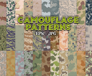 Assorted Patterns of Camouflage, EPS file, JPG