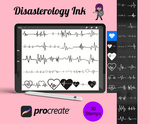 Heartbeats Set 1 Procreate Brush Stamps, 30 Hearts