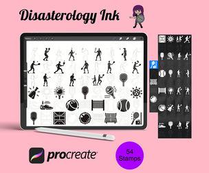 Pickleball Pose Silhouettes Set 1 Procreate Brush Stamps, 54 Poses