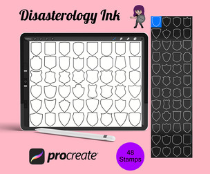 Shields Set 2 Procreate Brush Stamps, 48 Shields