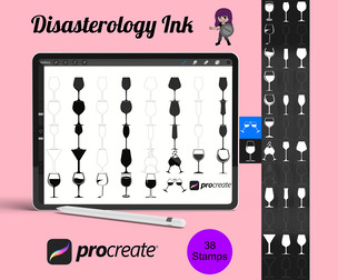 Wine Drinking Glasses Set 1 Procreate Brush Stamps, 38 Wine Glasses