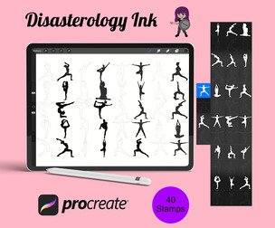 Yoga Pose Figures Set 1 Procreate Brush Stamps, 40 Yoga Poses