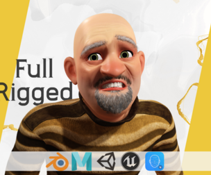 Old Man cartoon character advanced character model