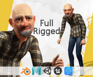 Elderly man 3d character cartoon