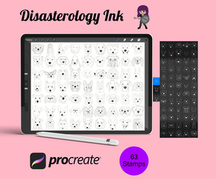 Cartoon Dog Heads / Faces Set 2 Procreate Brush Stamps, 63 Dogs