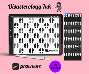 Footprint Shoe Prints Set 1 Procreate Brush Stamps, 60 Foot Shoe Prints