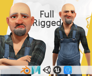 country man character cartoon semi-realistic sculpture