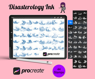 Ocean Sea Waves Set 1 Procreate Brush Stamps, 44 Waves