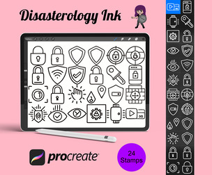 Security Icons Set 1 Procreate Brush Stamps, 24 Icons