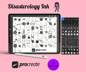 Zodiac Signs and Constellations Procreate Brush Stamps Set 2, 72 Stamps