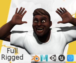 Simple Basic black Man cartoon 3D character artist