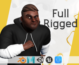 cartoon black man wearing hoodie realistic stylization