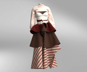 Layered dress with an Arabic Sadu print