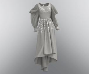 White Jeweled Evening Dress with Lace