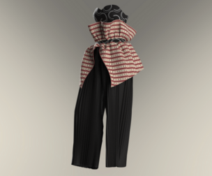 Womens black jumpsuit with an Arabic sadu print