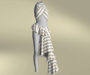 Womens gray jumpsuit with an Arabic sadu print