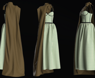 Womens green dress with brown scarf