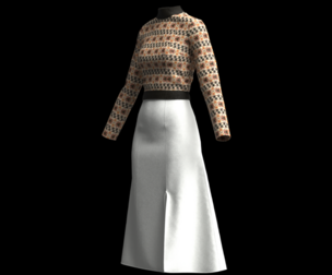 Womens pullover sweater with white skirt