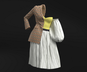 Yellow and white dress with half jacket
