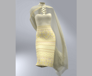 Yellow dress with scarf
