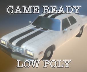 Game Ready Large American Car, low-poly AR VR