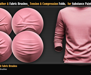 100 Cloth Leather & Fabric Brushes- Tension & Compression Folds, Substance Painter- Video Tutorial