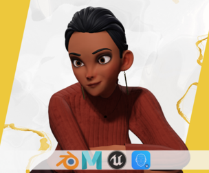 Cartoon Stylized woman with winter clothes Casual Attire