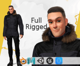 Man in Winter Outfit Stylized realistic character rig