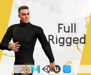 casual male turtle-neck cartoon semi Realistic