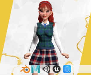 School Girl uniform suit stylized realism