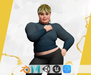 Everyday Outfit Plus-Size Jeans Female Model  Stylized Character