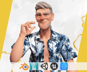 Stylized Tourist Character with Hawaiian Shirt Relaxed cartoon