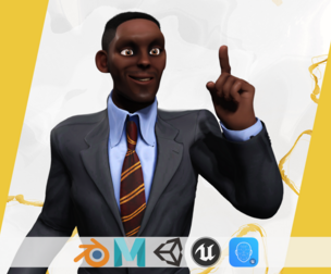 Toon Professional in Suit Businessman