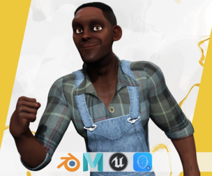 Farmer Cartoon Character in Overalls Artistic Realism