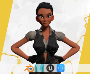 Explorer Adventurous Black Woman with Gear stylized figure