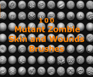 100 Mutant Zombie Skin and Wounds Brushes