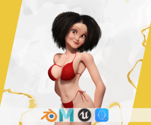 Beautiful Girl With Short Curly Hair  3D character creation