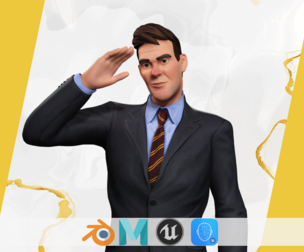 Toon Businessman in Suit Confident anime