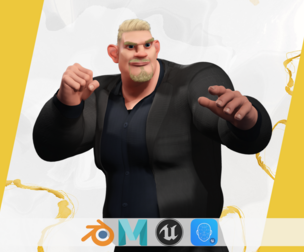 Toon Strongman in Security Guard costume