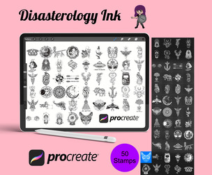 Tattoos Set 9 Procreate Brush Stamps, 50 Flash Tattoos