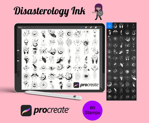Tattoos Set 8 Procreate Brush Stamps, 60 Flash Tattoos