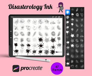 Splash Splatter Marks Set 4 Procreate Brush Stamps, 47 Splashes