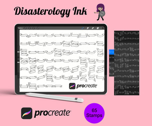 Ribbon Banners Set 5 Procreate Brush Stamps, 65 Banner Stamps