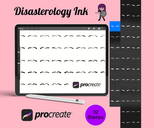 Facial Eyebrows Portrait Builder Procreate Brush Stamps Set 6, 32 Eyebrows