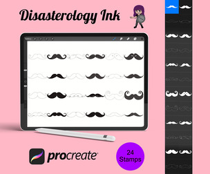 Hipster Moustaches Set 1 Procreate Brush Stamps, 24 Moustache